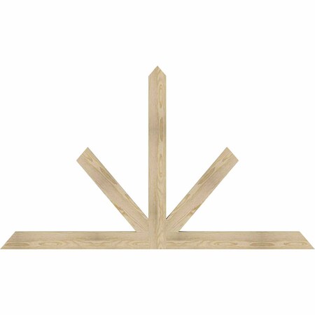 Ekena Millwork Saratoga Rough Sawn Timber Gable Bracket, Douglas Fir, 72"W x 42"H x 2"D x 4"F, 14/12 Pitch GBW072X42X0204SAR00RDF